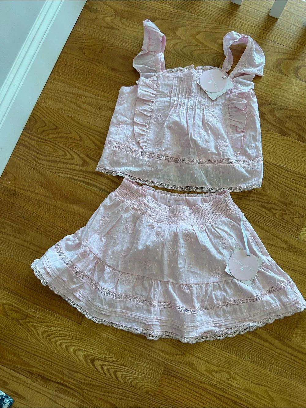 LoveShackFancy Pink Ruffle Tank & Skirt Matching Set